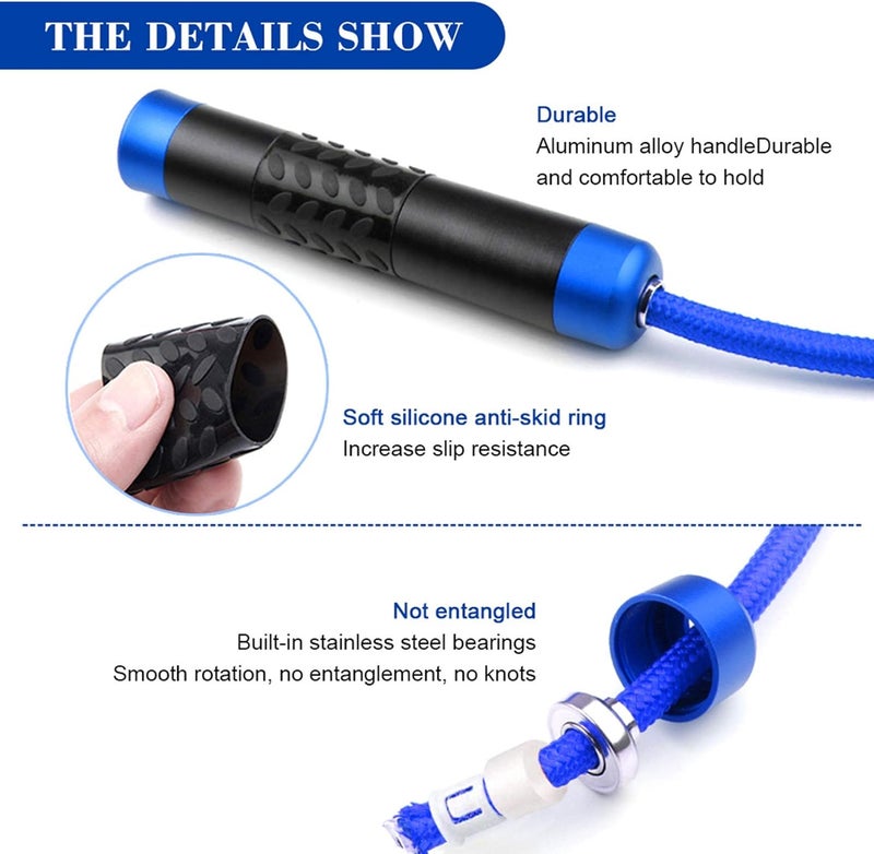 Redify Weighted Jump Rope for Workout Fitness(1LB), Tangle-Free Ball Bearing Rapid Speed Skipping Rope for MMA Boxing Weight-loss,Aluminum Handle Adjustable Length 9MM Fabric Cotton+9MM Solid PVC Rope - Image 4