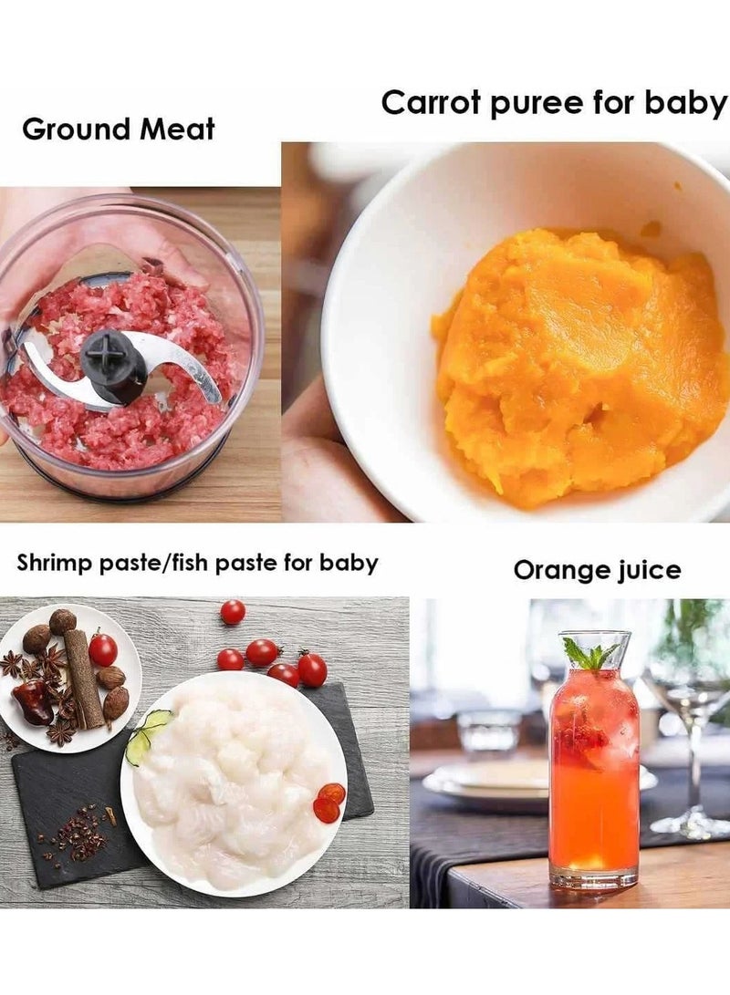 سوكاني خلاط يدوي WK-1710-4 4 في 1 مزود بمضرب بيض وكأس ووعاء مفرمة ووضع توربو، مع خلاط يدوي محمول بشفرات من الفولاذ المقاوم للصدأ، خلاط يدوي وخلاط ومفرمة بقوة 500 واط للحساء والعصائر والهريس وأطعمة الأطفال - Image 4