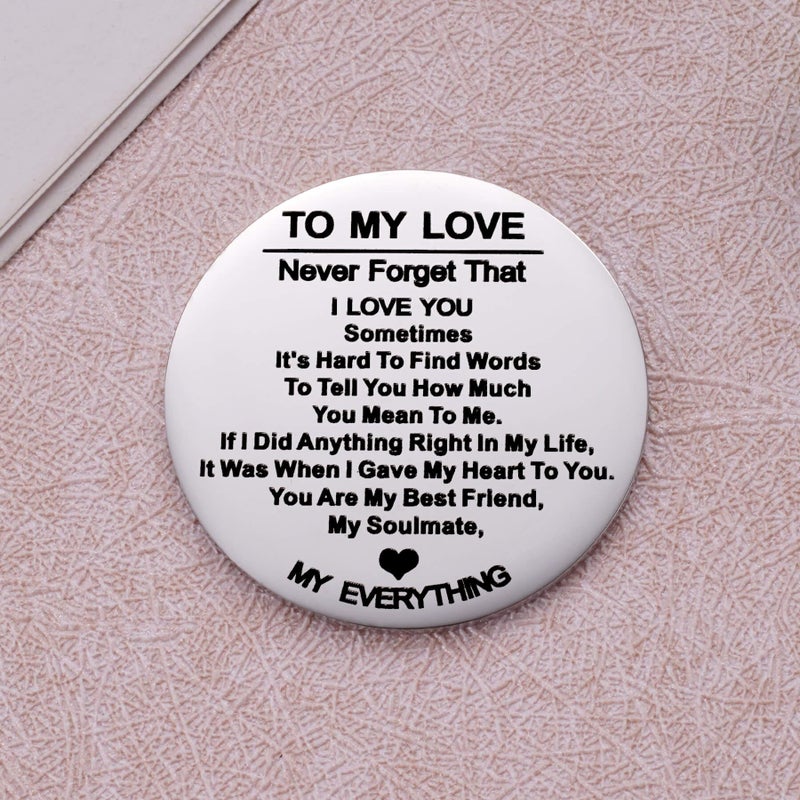 Aesnefe To My Love Pocket Hug Token Gift for Husband Valentines Day Gifts for Men Christmas Birthday Anniversary Jewelry Gift for Boyfriend Double Sided Message Engraved with Leather Keychain - Image 2