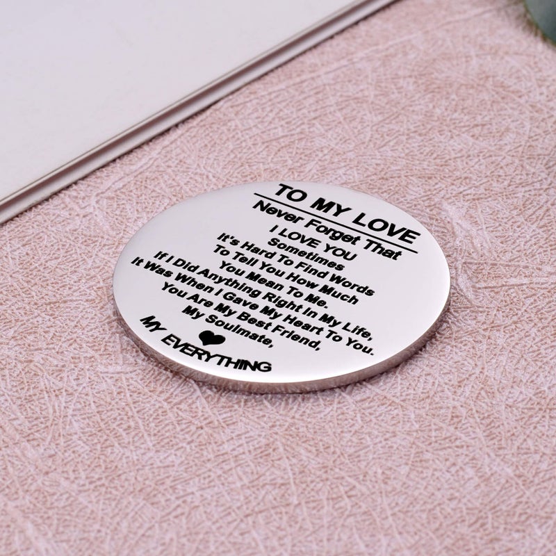 Aesnefe To My Love Pocket Hug Token Gift for Husband Valentines Day Gifts for Men Christmas Birthday Anniversary Jewelry Gift for Boyfriend Double Sided Message Engraved with Leather Keychain - Image 3