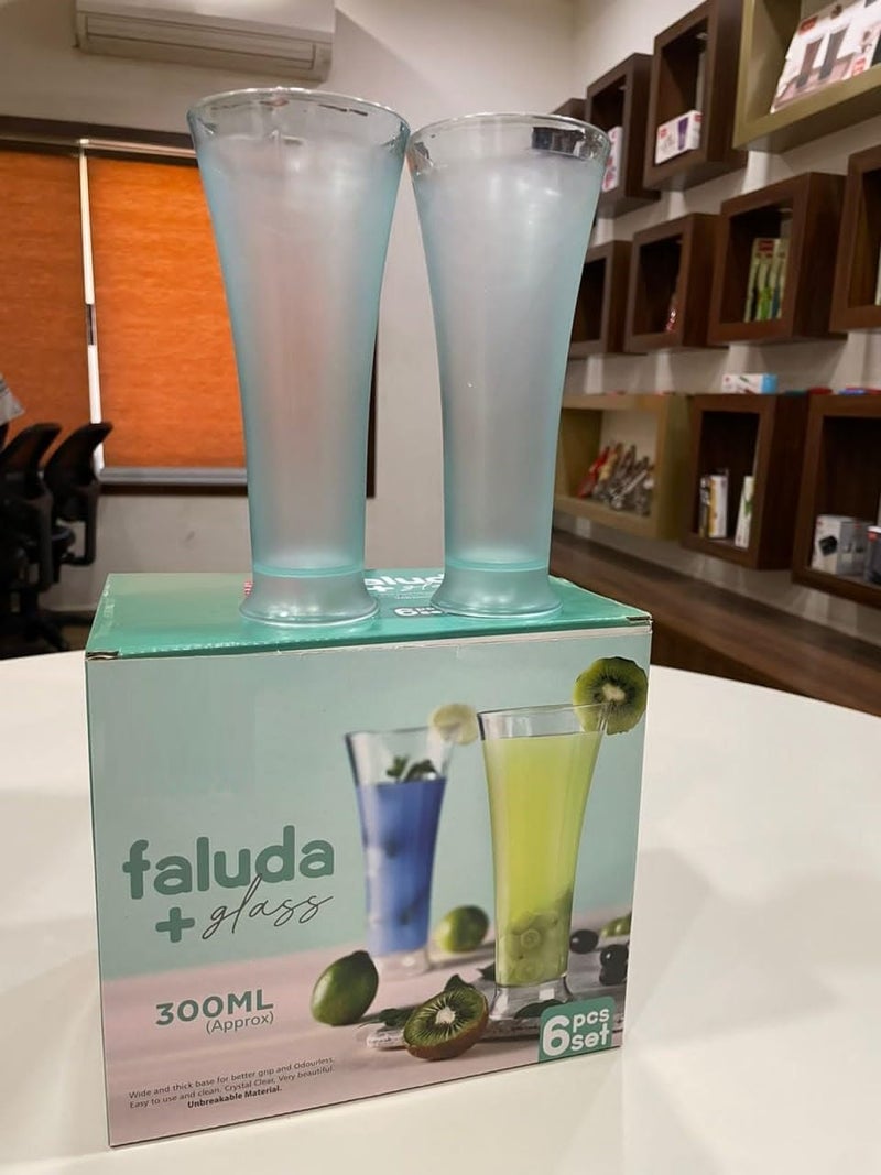 ZMOXY Unbreakable Plastic Glass for Water Juice Soft Drink Whisky Beer WineTransparent Glass Water Glass 300 MLSet of 6 FALUDA Glass - Image 3