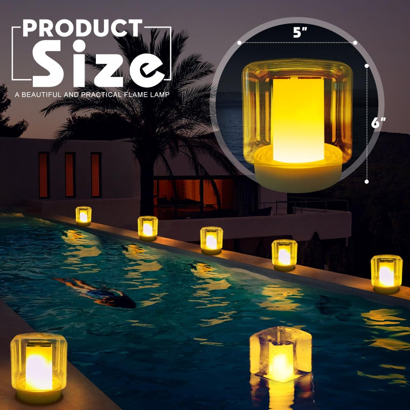 LanPool Floating Pool Lights, Solar Flame Pool Lights Waterproof, Square Pool Light, Glow in The Dark Light Up Swimming Pools Accessories,Floating Solar Light for Pools Pond Outdoor-2PCS - Image 2