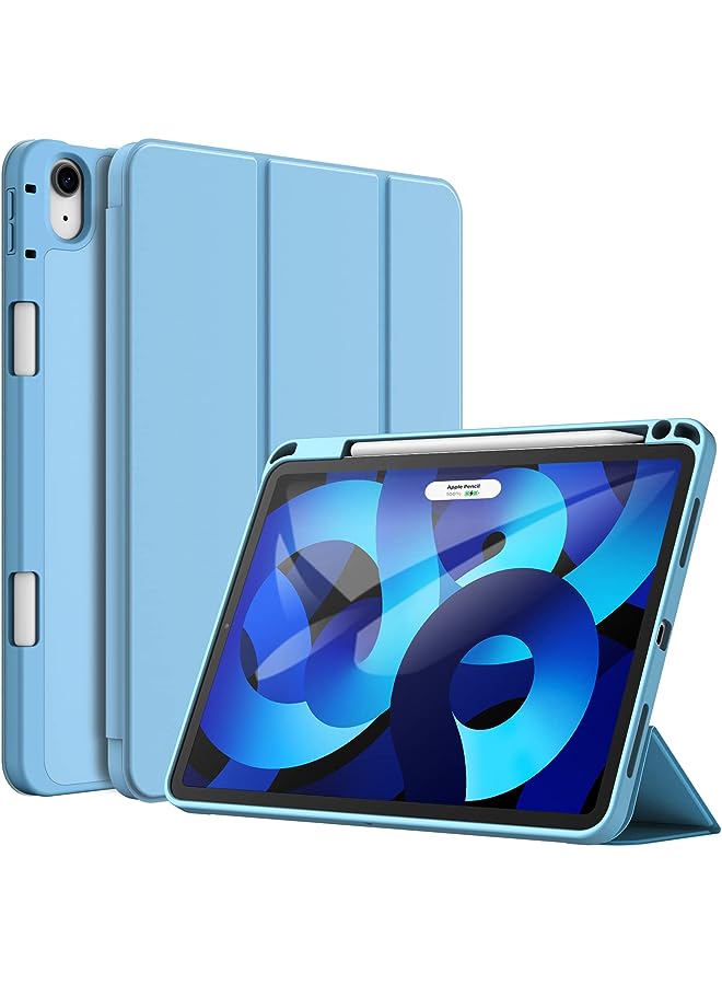 Jetech Case for iPad Air 5/4 (2022/2020 5th/4th Generation 10.9-Inch) with Pencil Holder, Support 2nd Pencil Charging, Slim Tablet Cover with Soft TPU Back, Auto Wake/Sleep (Blue) - Image 1