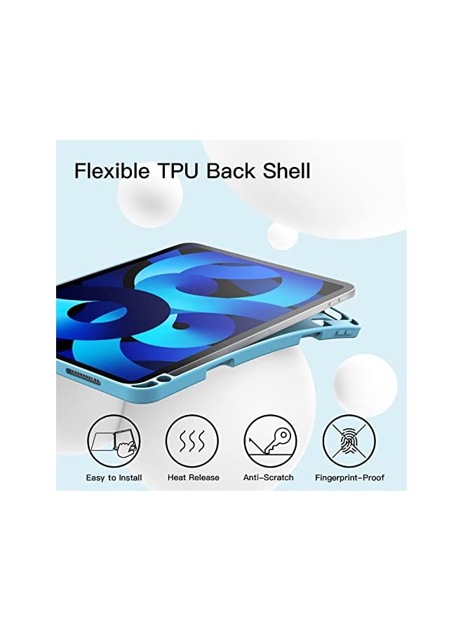 Jetech Case for iPad Air 5/4 (2022/2020 5th/4th Generation 10.9-Inch) with Pencil Holder, Support 2nd Pencil Charging, Slim Tablet Cover with Soft TPU Back, Auto Wake/Sleep (Blue) - Image 3