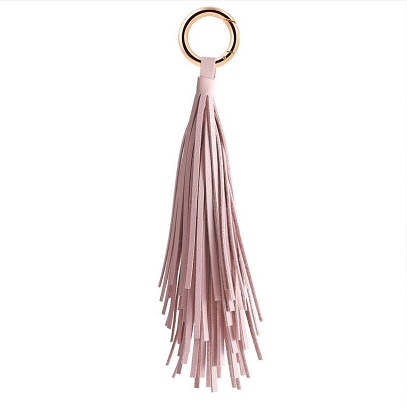 ZOONAI Women Leather Tassel Keychain Car Keyring Holder Bag Wallet Purse Decorations (Pink)