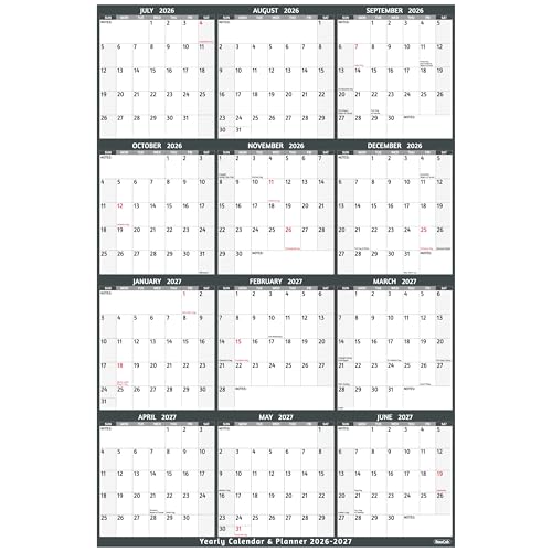 BowCuk Yearly Wall Calendar 20262027 Large Yearly Calendar Vertical Jul 2026 Jun 2027 252 x 382 Open 20262027 Calendar Large Wall Calendar Full Year Paper Calendar with Notes Thicker Paper - Image 1