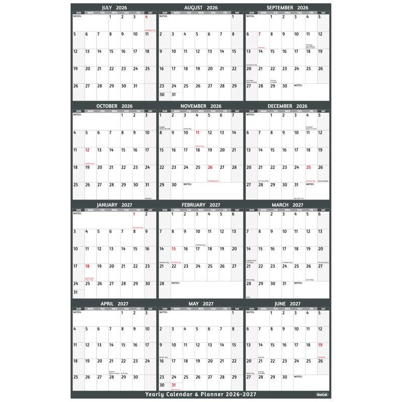 BowCuk Yearly Wall Calendar 20262027 Large Yearly Calendar Vertical Jul 2026 Jun 2027 252 x 382 Open 20262027 Calendar Large Wall Calendar Full Year Paper Calendar with Notes Thicker Paper - Image 2