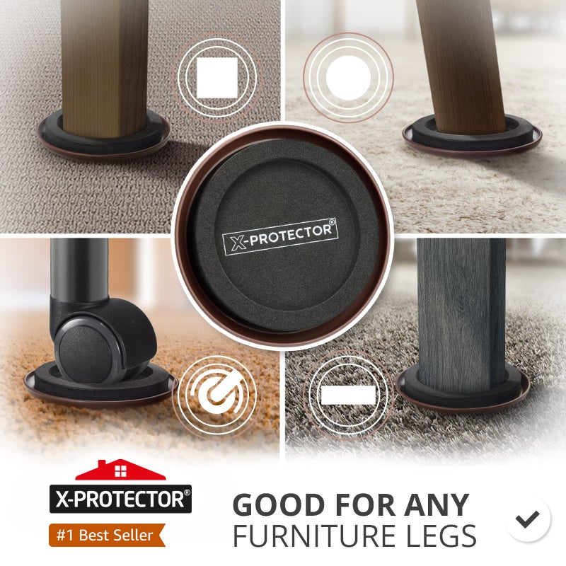 X-Protector Furniture Sliders for Carpet X-PROTECTOR 8 PCS 4 3/4" - The Best Heavy-Duty Moving Pads - Sliders for Furniture with Unique Design. Move Your Furniture Easily with Furniture Sliders for Carpets! - Image 2