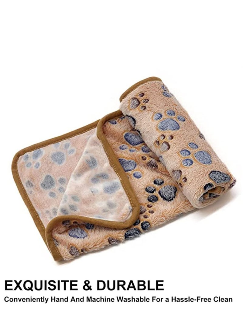 KASTWAVE 3 Pack Puppy Blankets Super Soft Warm Sleep Mat Paw Print Blanket Fluffy Premium Fleece Pet Blanket Flannel Throw Dog Washable Blankets for Dogs Puppy Cat - Image 4