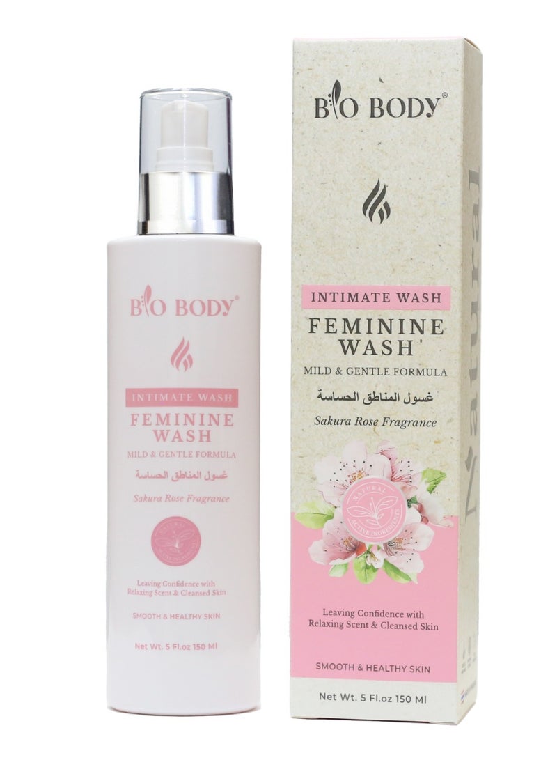 bio-body Intimate Wash Feminine Wash - Mild & Gentle Formula with Sakura Rose Fragrance - 150ml