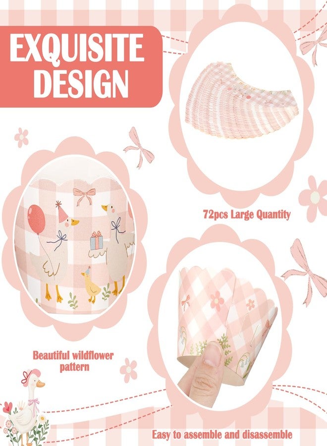 Vesici 72 Pcs One Silly Goose Birthday Cupcake Toppers Silly Goose Birthday Decorations Animal Theme Bday Cupcake Picks Party Supplies Goose Theme Party Cake Spring Summer Decorations - Image 3