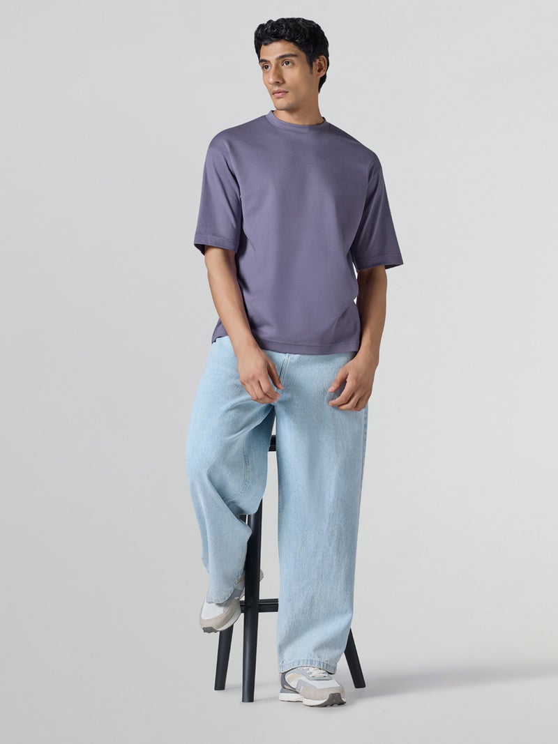 اكس واي اكس اكس تي شيرت XYXX Drift كبير الحجم للرجال من القطن سادة برقبة مستديرة وأكتاف منسدلة وأكمام نصفية - Image 3