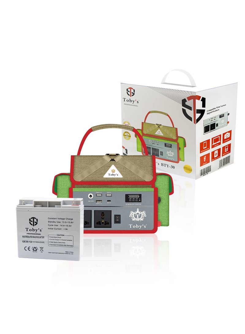 توبيز بطارية توبي BTY 30A بقوة 30000 مللي أمبير في الساعة ، بطارية قابلة لإعادة الشحن مع عاكس طاقة 300 واط أفضل للتخييم - Image 1