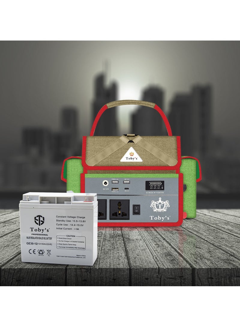 توبيز بطارية توبي BTY 30A بقوة 30000 مللي أمبير في الساعة ، بطارية قابلة لإعادة الشحن مع عاكس طاقة 300 واط أفضل للتخييم - Image 5