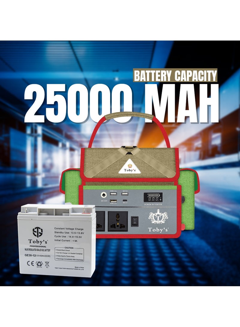 توبيز بطارية توبي BTY 30A بقوة 30000 مللي أمبير في الساعة ، بطارية قابلة لإعادة الشحن مع عاكس طاقة 300 واط أفضل للتخييم - Image 2