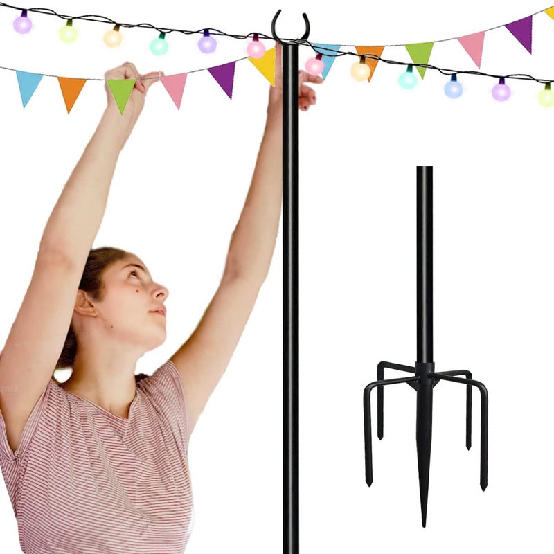 Tigerden 10ft String Light Pole for Soft Surfaces Light Pole for Outdoor String Light Perfect for Garden Backyard and Patio Lighting Stand for Parties Wedding Matte Black Finish 1 Pack - Image 2
