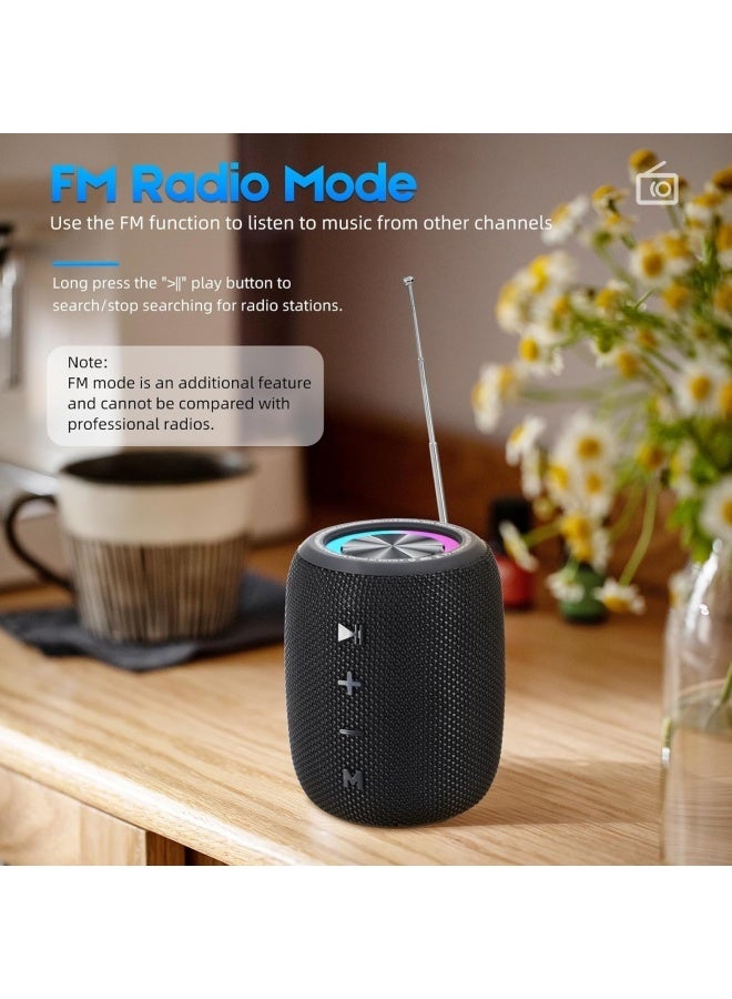 Portable Bluetooth Speaker, BT5.3 Wireless Speaker 10W Bass Diaphragms with Multi LED Light Dynamic Modes, IPX6 Waterproof 16H Playtime supports FM Mode, TF, USB for Home, Cycling, Outdoor, Beach-Blue - Image 5