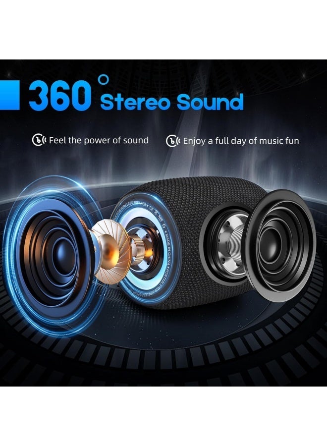 Portable Bluetooth Speaker, BT5.3 Wireless Speaker 10W Bass Diaphragms with Multi LED Light Dynamic Modes, IPX6 Waterproof 16H Playtime supports FM Mode, TF, USB for Home, Cycling, Outdoor, Beach-Blue - Image 2