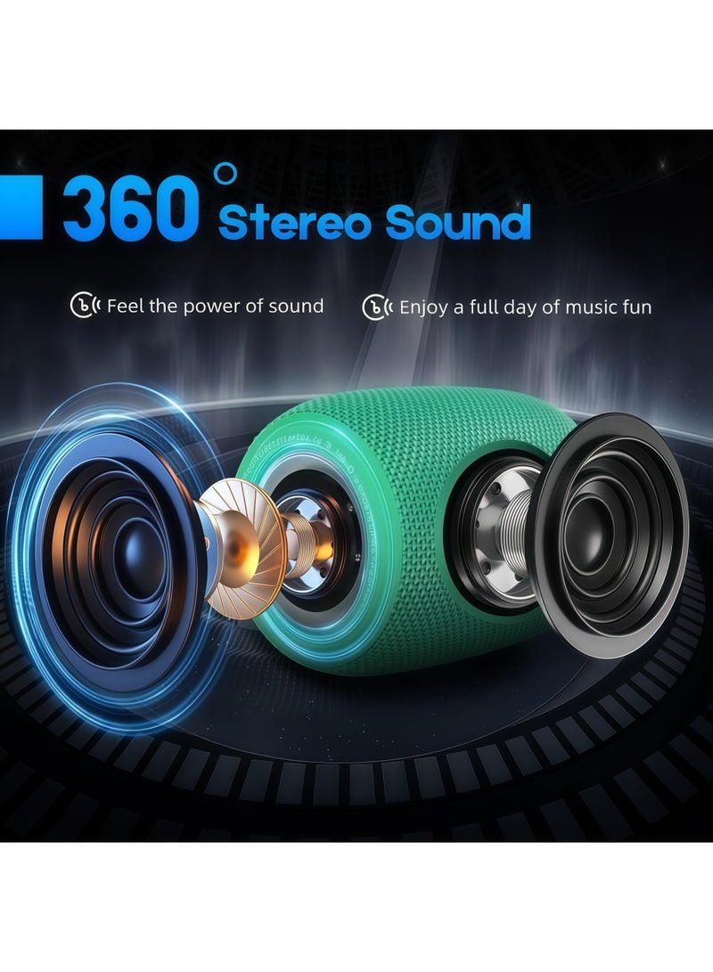 Lurette Portable Bluetooth Speaker, BT5.3 Wireless Speaker 10W Bass Diaphragms with Multi LED Light Dynamic Modes, IPX6 Waterproof 16H Playtime supports FM Mode, TF, USB for Home, Cycling, Outdoor, Beach-Teal - Image 2