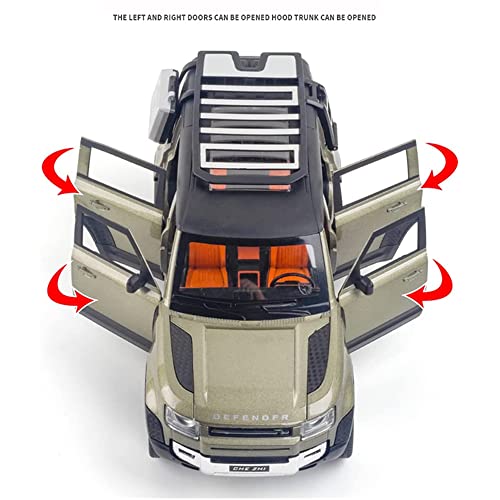 UKAXA 1:24 Scale Die cast Metal Toy Car for Kid Model Defender Pull Back Metal Cars with 4 Openable Doors Light and Musical Sound (Pack of 1_Multi) - Image 3