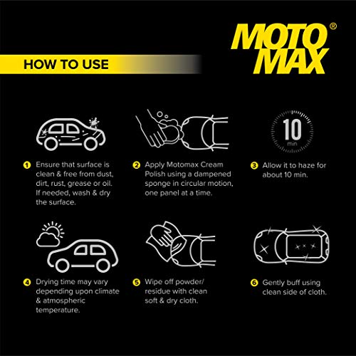Motomax Cream Polish, 60gm with Carnuba Wax, with Sponge, Clean Polish Shine Cars, Bike, Motorcycle| Long term Protection from pollutant, rain water repellant | Shine painted, plastic & metal surfaces - Image 4