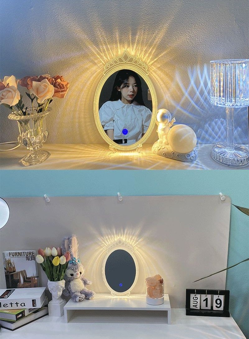 Led Makeup Vanity Mirror With USB 3 Color Adjustment Cosmetic Mirror Lighted white Light, Warm white Combination, Hight Quality Mirror  - Image 4