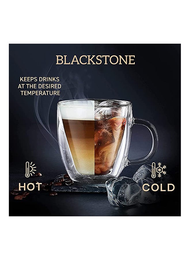 BLACKSTONE 2-Piece Double Wall Glass Tea Coffee Cups Set Color 300 ml - Image 4