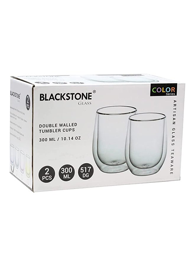 BLACKSTONE 2-Piece Double Wall Glass Tea Coffee Cups Set Color 300 ml - Image 5