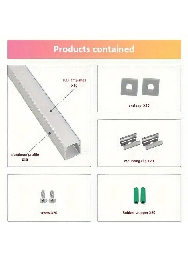 10 Pack Silvery Alu White Cover LED Strip Light Diffuser Channel U Shape Aluminum Profile - Image 3