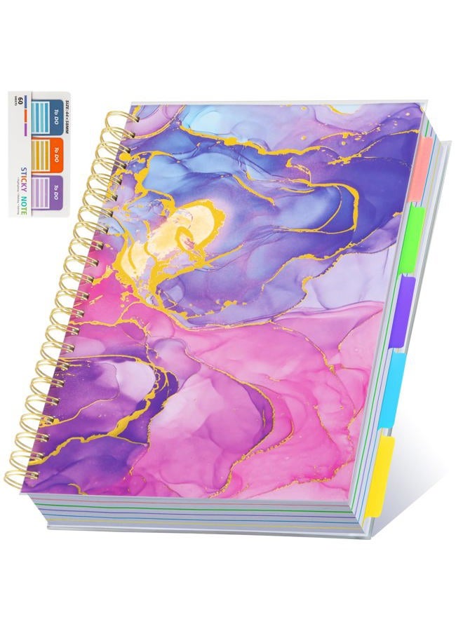 Kutoda 5 Subject Notebook for Work with Removable Dividers Tabs, Large 8.5" x 11 Spiral Lined Notebooks for School Note Taking & Organizer, A4 240 Pages College Ruled Journal for Women & Writing, Purple - Image 1