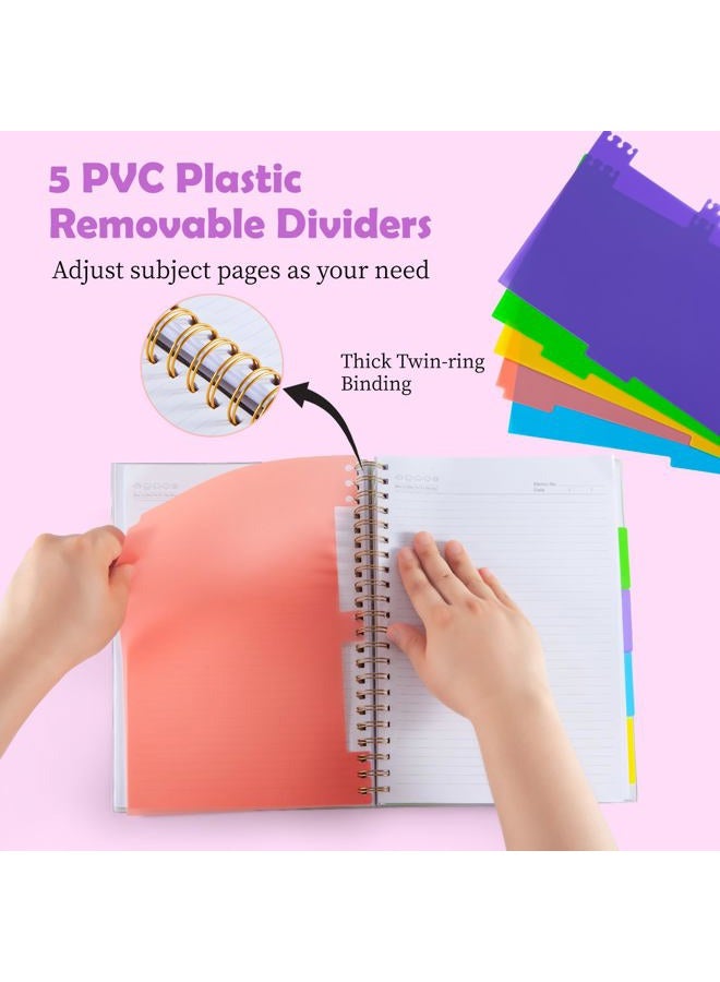 Kutoda 5 Subject Notebook for Work with Removable Dividers Tabs, Large 8.5" x 11 Spiral Lined Notebooks for School Note Taking & Organizer, A4 240 Pages College Ruled Journal for Women & Writing, Purple - Image 2