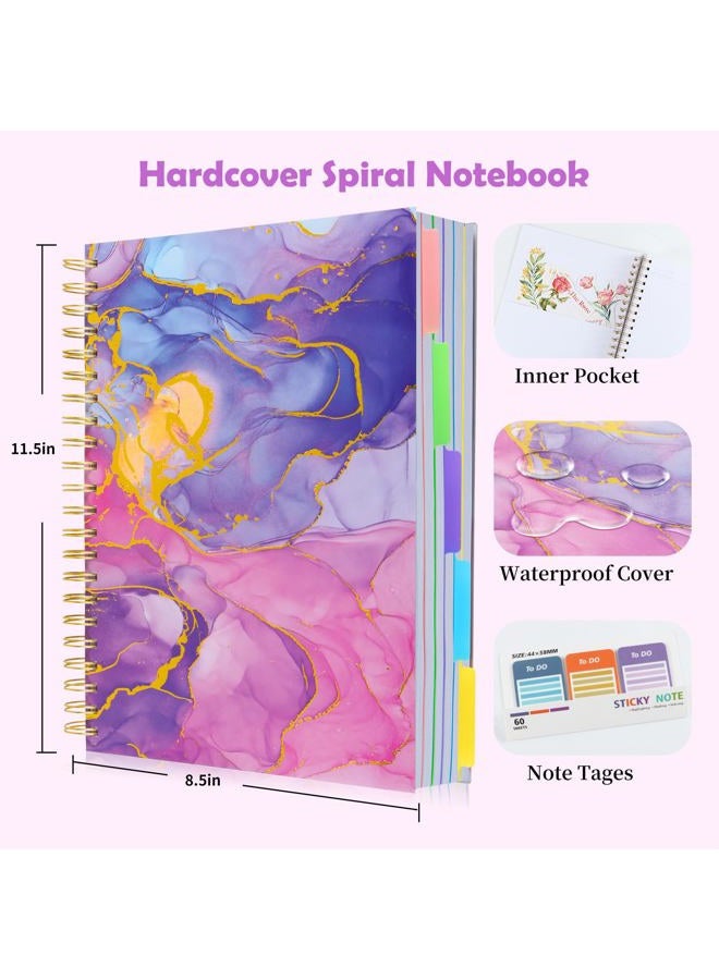 Kutoda 5 Subject Notebook for Work with Removable Dividers Tabs, Large 8.5" x 11 Spiral Lined Notebooks for School Note Taking & Organizer, A4 240 Pages College Ruled Journal for Women & Writing, Purple - Image 3