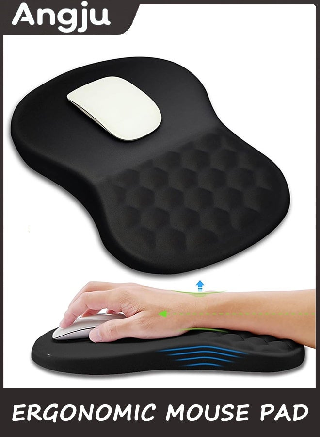 Angju Ergonomic Mouse Pad Wrist Support with Massage Design, Wrist Rest Pain Relief Mousepad with Memory Foam&Non-Slip PU Base, Mouse Pads for Wireless Mouse & Desk - Image 1