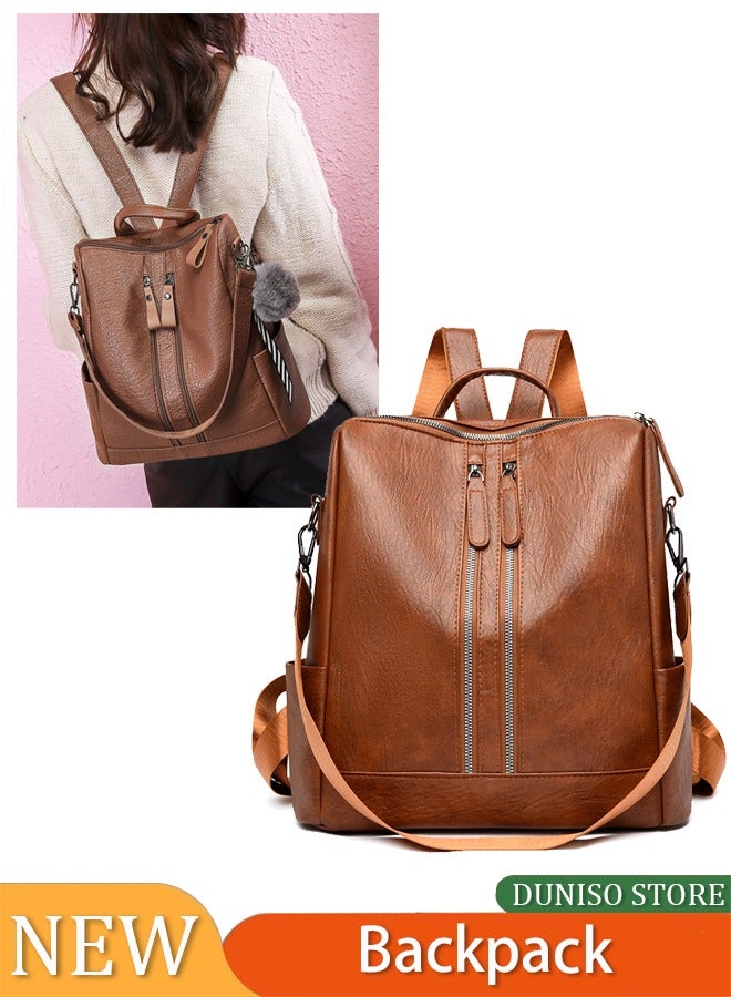 Backpack Purse Leathe Backpack for Women Anti-theft Bookbag Purse Fashion Shoulder Backpack Convertible Large Travel Ladies Designer Fashion Casual College Shoulder Bag  - Image 1