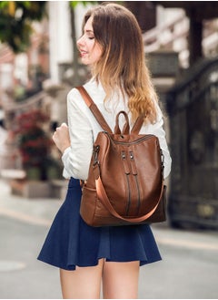 Generic Backpack Purse Leathe Backpack for Women Anti-theft Bookbag Purse Fashion Shoulder Backpack Convertible Large Travel Ladies Designer Fashion Casual College Shoulder Bag  - Image 2