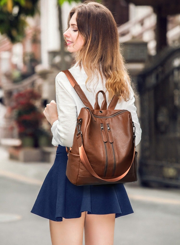 Backpack Purse Leathe Backpack for Women Anti-theft Bookbag Purse Fashion Shoulder Backpack Convertible Large Travel Ladies Designer Fashion Casual College Shoulder Bag  - Image 2