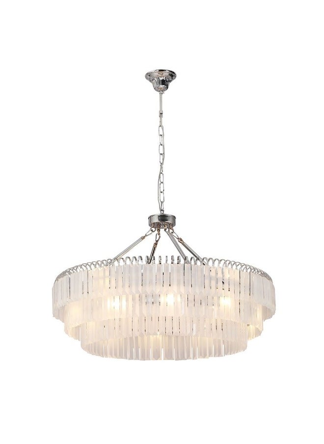 DANUBE HOME Kara Chandelier Metal Plated Plus Glass D80X48XH120 E14 White / Chrome  - Image 2