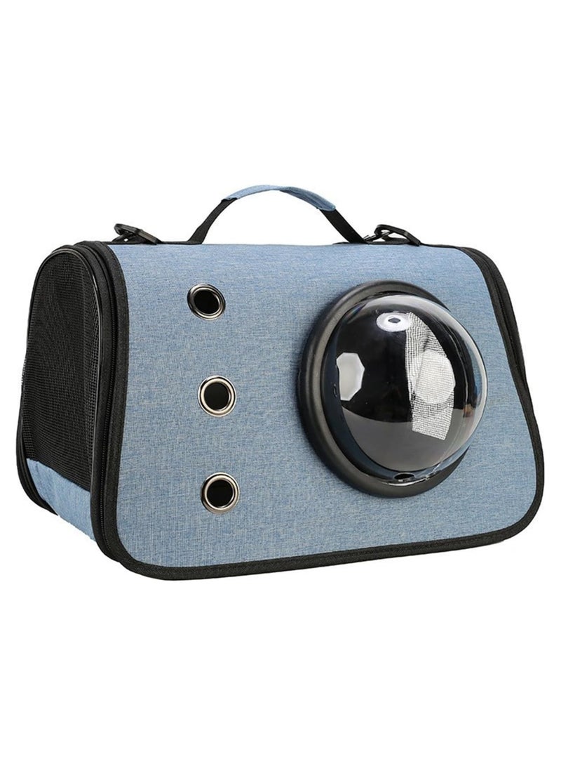 حقيبة حمل قطط ناعمة الجوانب، حقيبة حمل حيوانات أليفة خفيفة الوزن للسفر مع نافذة فقاعية، وحزام كتف قابل للتعديل وشبكة قابلة للتهوية، معتمدة من شركات الطيران (أزرق فاتح) - Image 1
