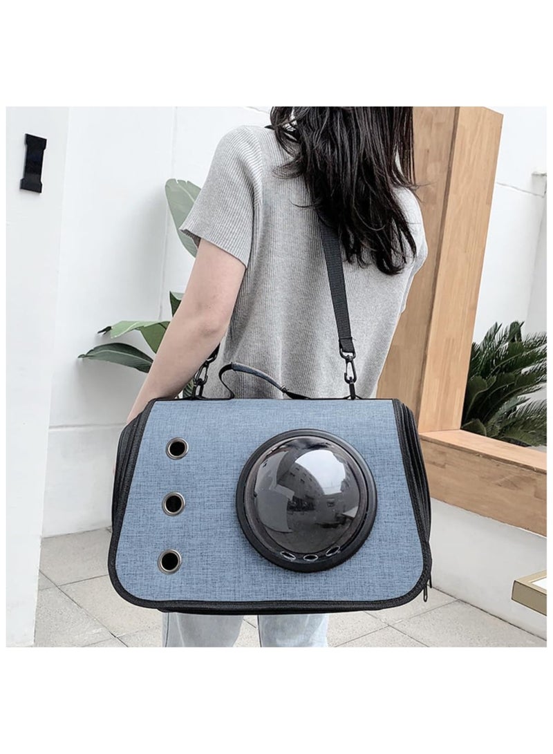 حقيبة حمل قطط ناعمة الجوانب، حقيبة حمل حيوانات أليفة خفيفة الوزن للسفر مع نافذة فقاعية، وحزام كتف قابل للتعديل وشبكة قابلة للتهوية، معتمدة من شركات الطيران (أزرق فاتح) - Image 2