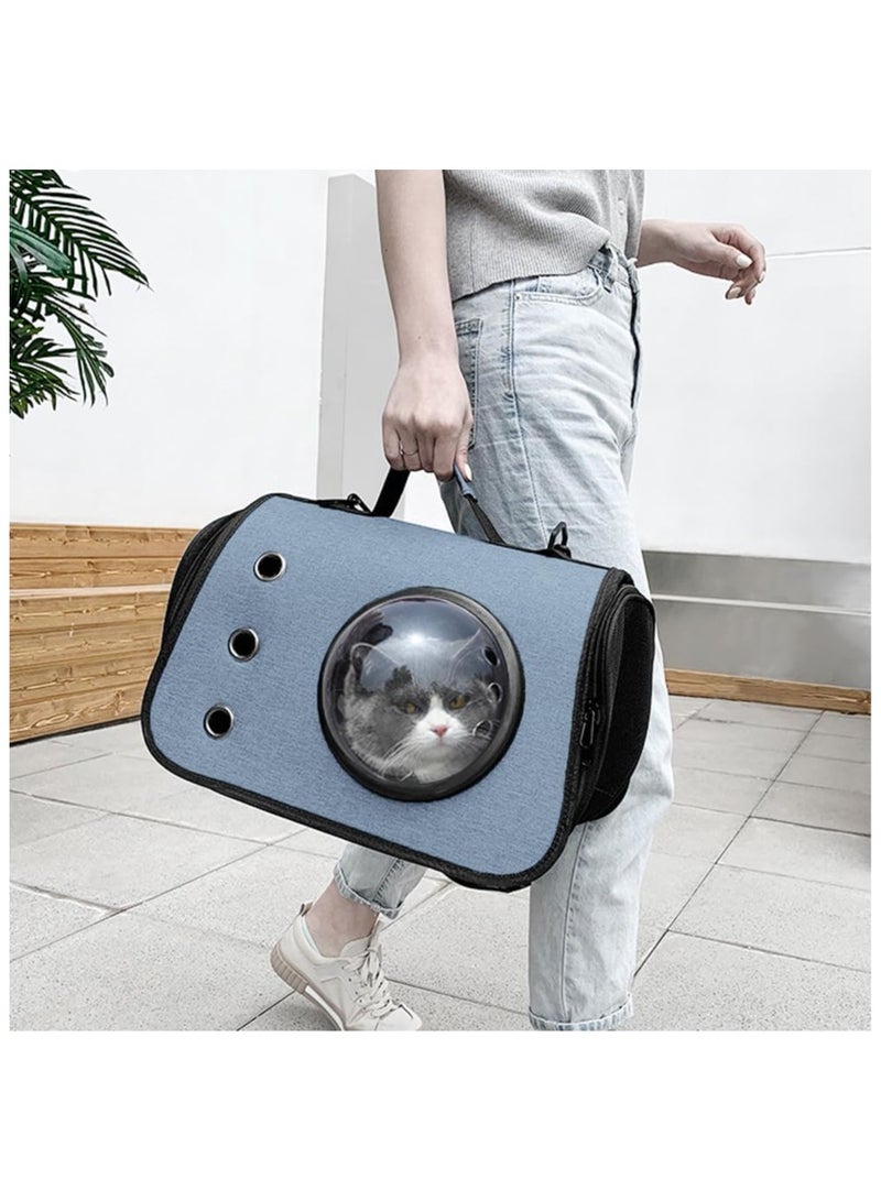 حقيبة حمل قطط ناعمة الجوانب، حقيبة حمل حيوانات أليفة خفيفة الوزن للسفر مع نافذة فقاعية، وحزام كتف قابل للتعديل وشبكة قابلة للتهوية، معتمدة من شركات الطيران (أزرق فاتح) - Image 3