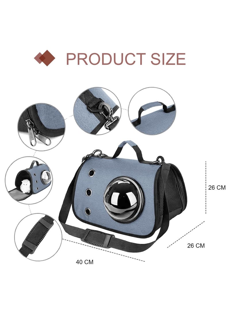 حقيبة حمل قطط ناعمة الجوانب، حقيبة حمل حيوانات أليفة خفيفة الوزن للسفر مع نافذة فقاعية، وحزام كتف قابل للتعديل وشبكة قابلة للتهوية، معتمدة من شركات الطيران (أزرق فاتح) - Image 5