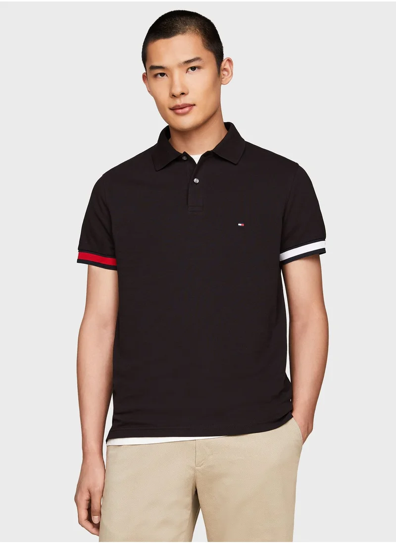 TOMMY HILFIGER Logo Slim Fit Cuff Polo Shirt