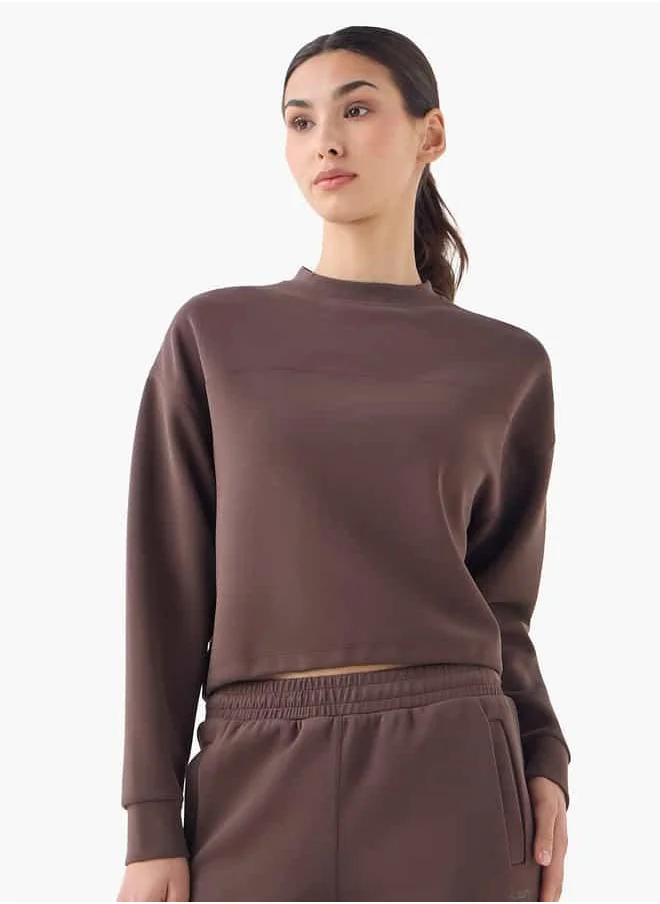 ADOT by Splash Panelled Cropped Sweatshirt with Long Sleeves