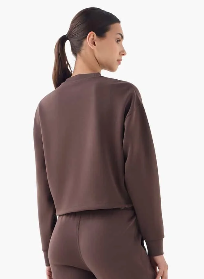 ADOT by Splash Panelled Cropped Sweatshirt with Long Sleeves