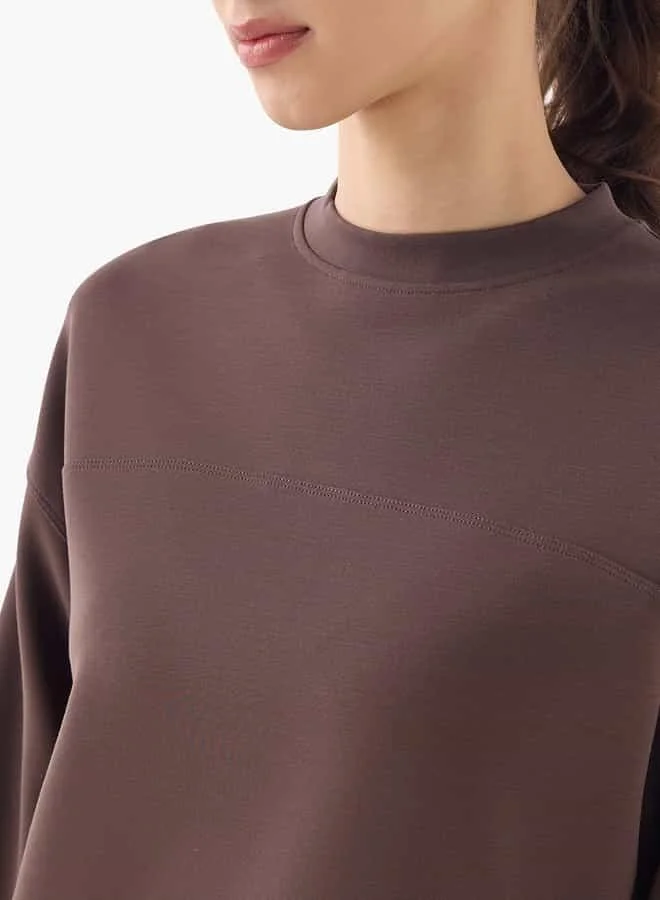 ADOT by Splash Panelled Cropped Sweatshirt with Long Sleeves