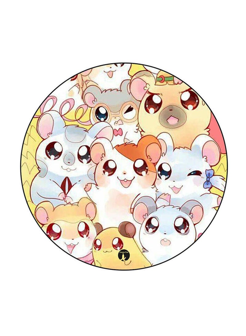 Anime Hamtaro Printed Mouse Pad Round  Multicolour