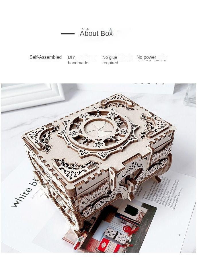 DIY Wooden Puzzle 3D Diorama Wooden Machinery (High Difficulty) Assembling Antique Jewelry Boxes - Image 5