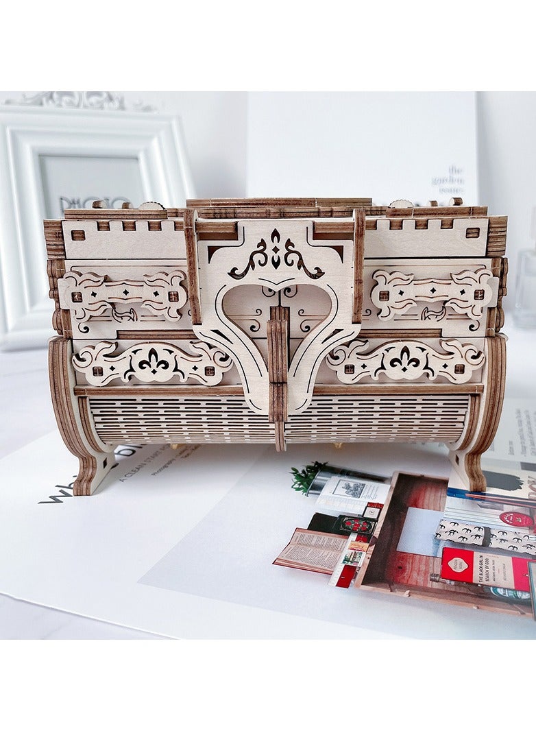 DIY Wooden Puzzle 3D Diorama Wooden Machinery (High Difficulty) Assembling Antique Jewelry Boxes - Image 3