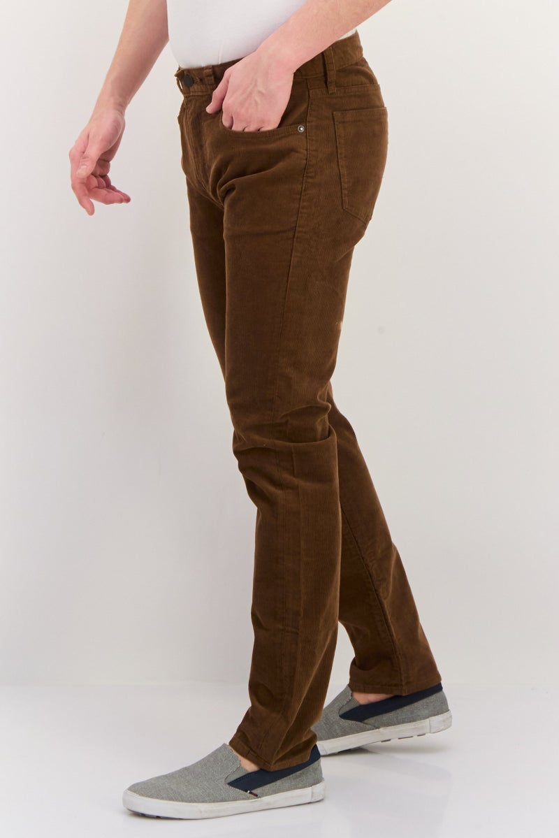 GAP Men Slim Fit Textured Corduroy Pants, Brown - Image 2