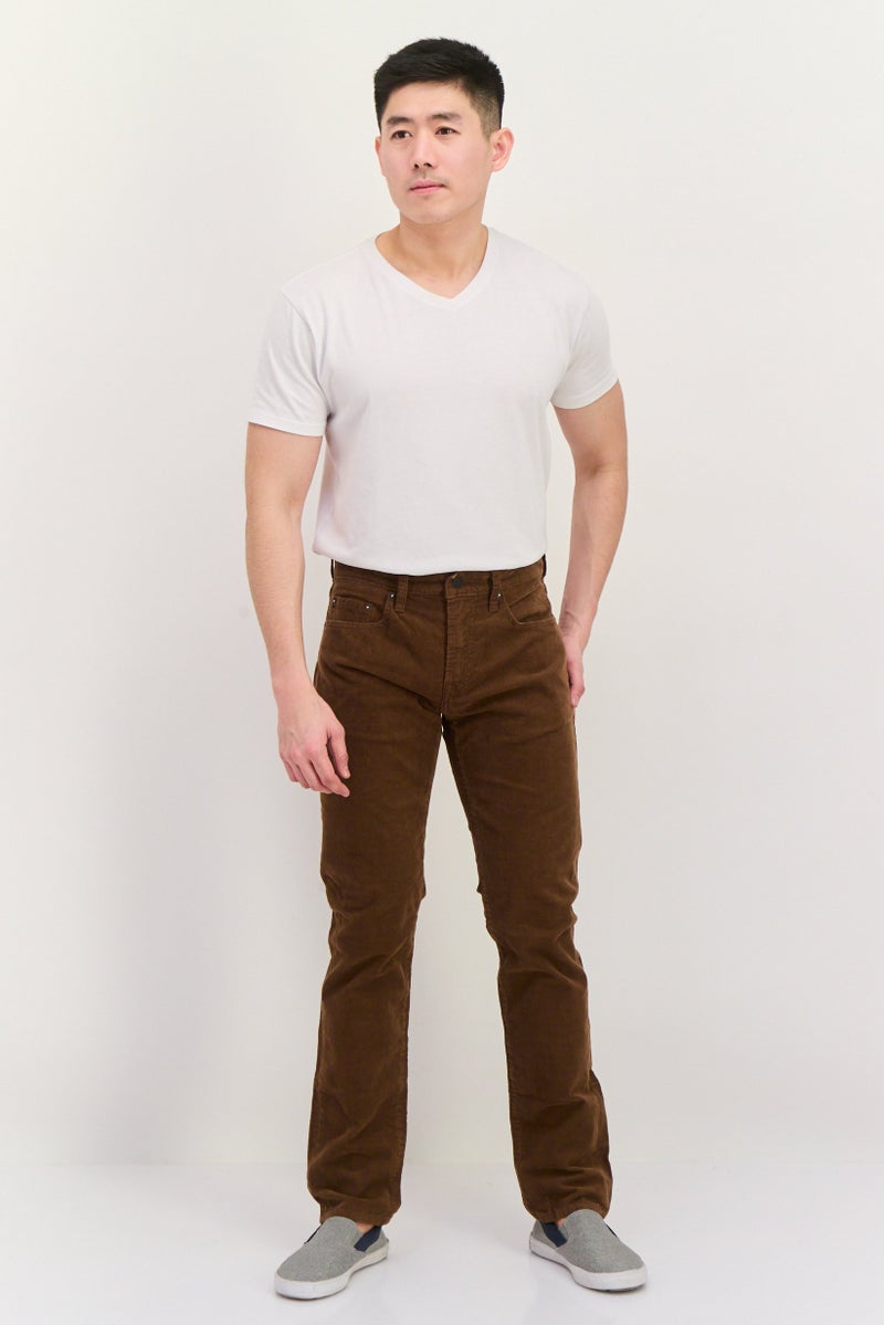 GAP Men Slim Fit Textured Corduroy Pants, Brown - Image 4